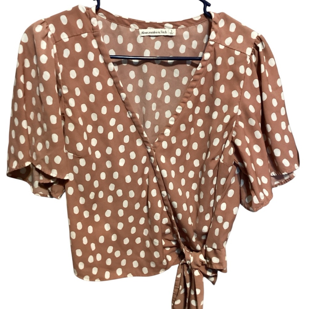 Abercrombie & Fitch Tan Polka Dot Blouse